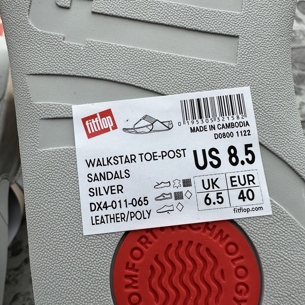 FitFlop Walkstar Toe-Post Sandals Flip Flops Silver Size US 8.5 / EUR‎ 40 - NEW - Picture 6 of 6